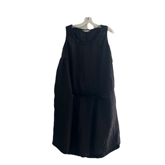Luna Luz Linen‎ Midi Dress Size Small Sleeveless Lagenlook Black Oversized NEW - Picture 1 of 6